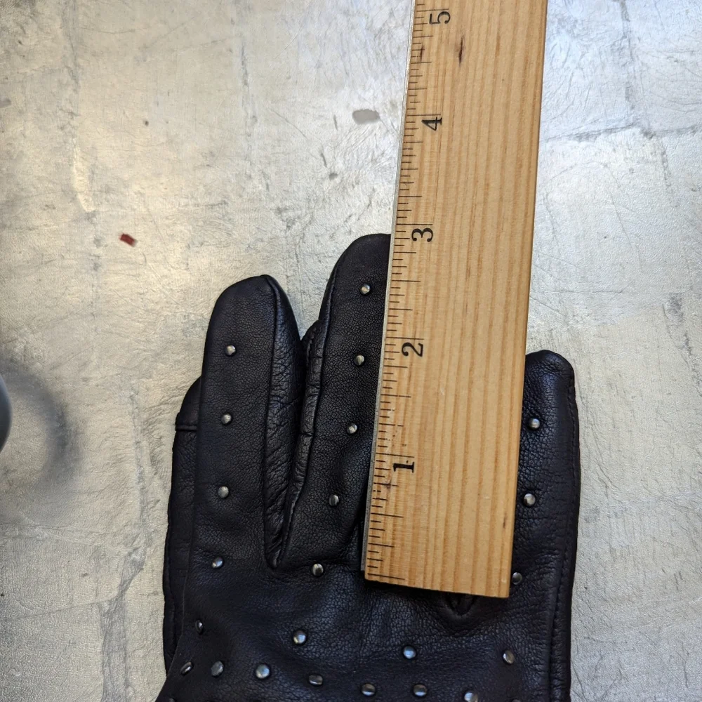 🖤 Echo Leather S Gloves Vintage Studded Metal Whimsigoth Cashmere Sheepskin